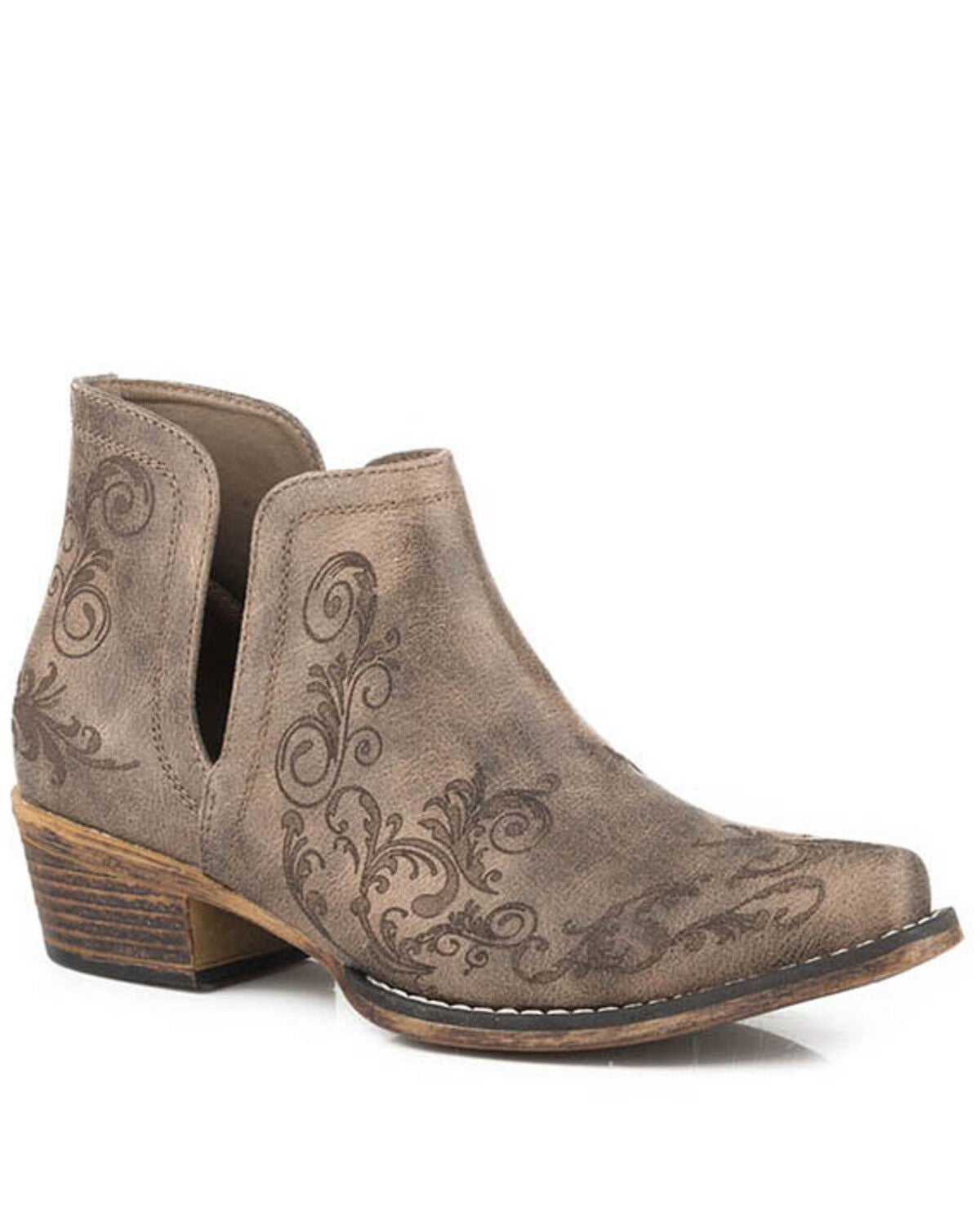 Roper Women's Ava Fashion Booties - Snip Toe, Brown, hi-res