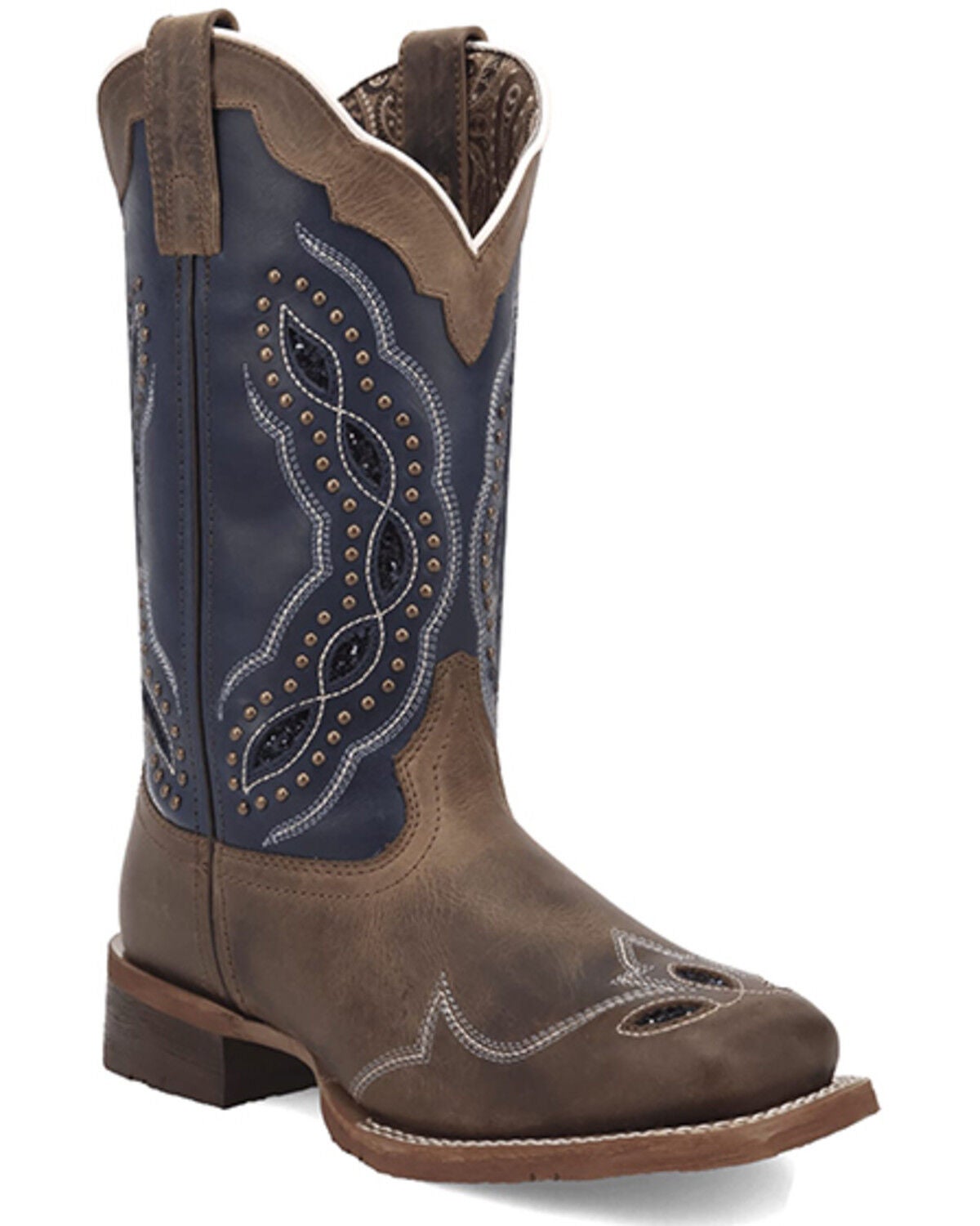 Laredo Women's Dragon Fly Embellished Western Boots - Broad Square Toe, Navy, hi-res