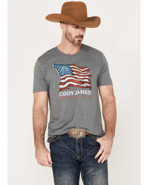 Cody James Men's Revolver Flag Short Sleeve Graphic T-Shirt, Heather Grey, hi-res