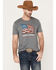 Image #1 - Cody James Men's Revolver Flag Short Sleeve Graphic T-Shirt, Heather Grey, hi-res