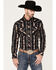 Image #1 - Rock & Roll Denim Men's Southwestern Stretch Long Sleeve Snap Shirt, Chocolate, hi-res