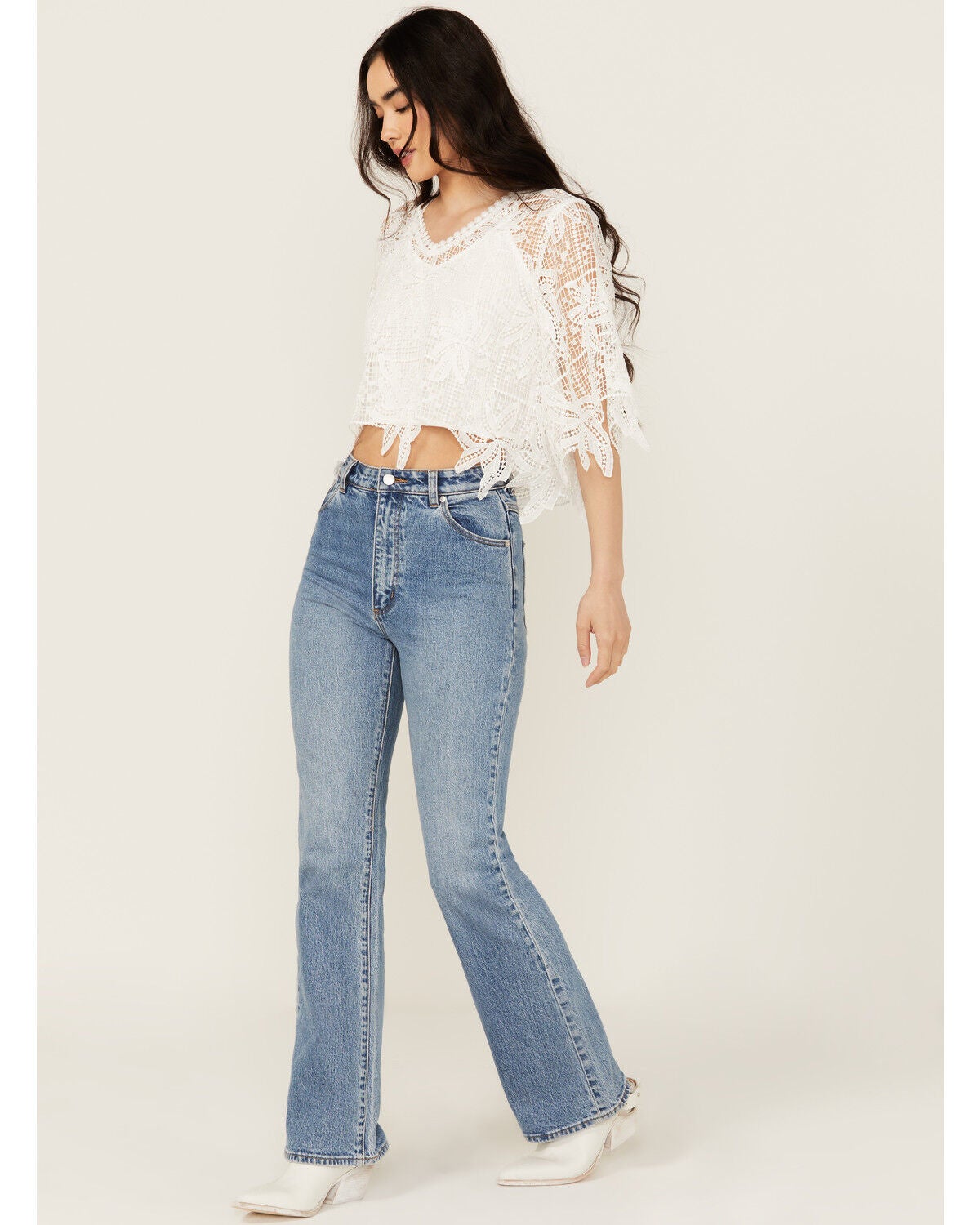 Rolla's Women's Boot Barn Exclusive Salty Medium Wash High Rise Duster Bootcut Stretch Denim Jeans, Medium Wash, hi-res