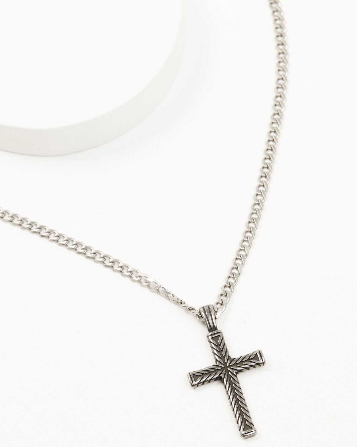 Image #5 - Cody James Men's Textured Chevron Cross Necklace, Silver, hi-res