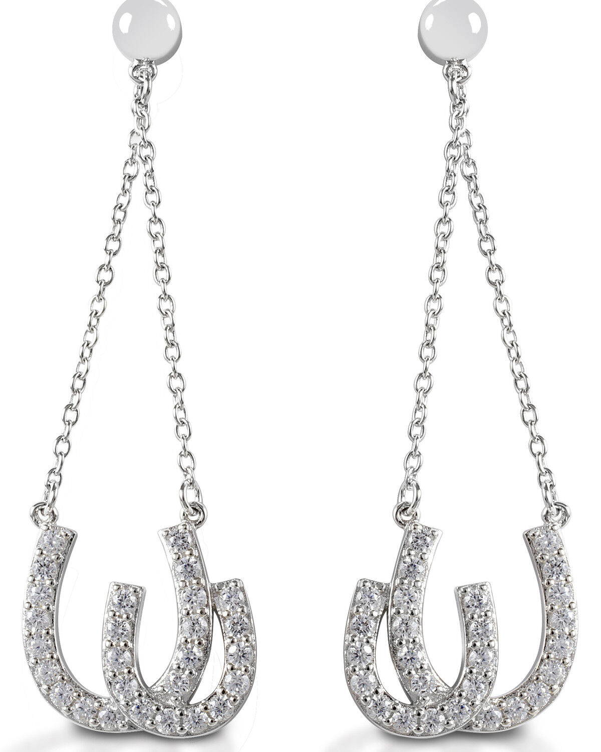 Image #1 - Kelly Herd Women's Double Horseshoe Earrings, Silver, hi-res