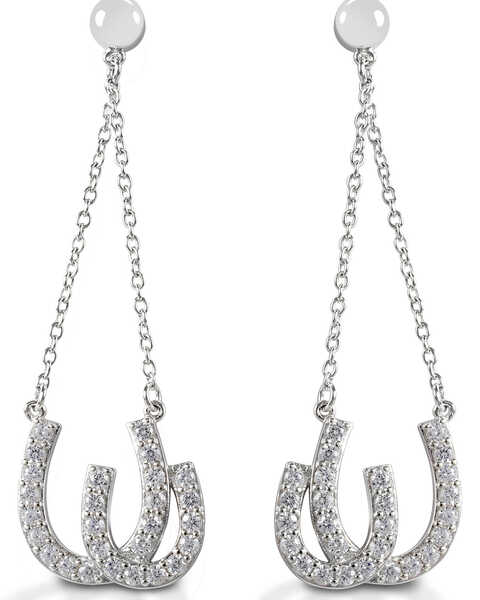  Kelly Herd Women's Double Horseshoe Earrings , Silver, hi-res