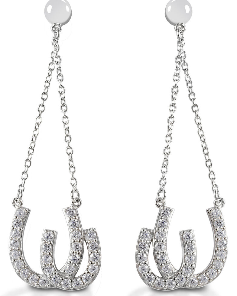  Kelly Herd Women's Double Horseshoe Earrings , Silver, hi-res