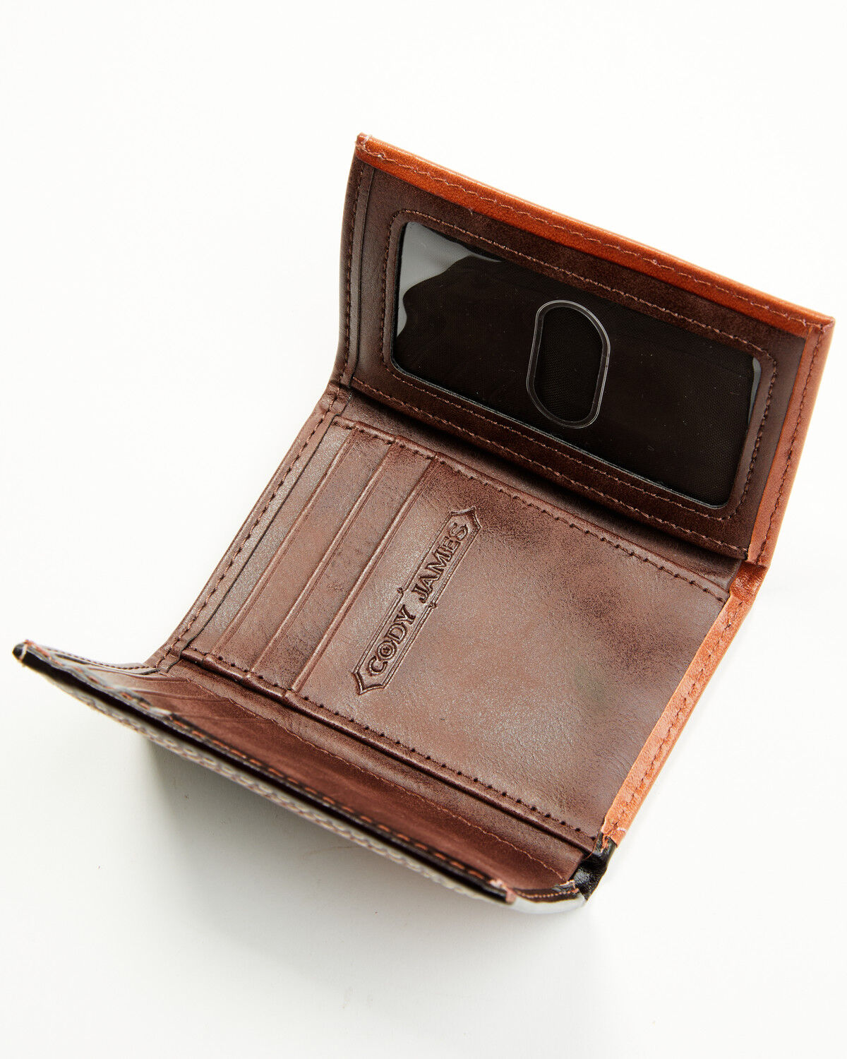 Image #2 - Cody James Men's Embossed Hairon Trifold Wallet, Brown, hi-res