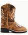 Image #2 - Shyanne Little Girls' Little Bitty Lasy Western Boots - Broad Square Toe , Brown, hi-res