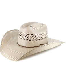 Justin Men's Bent Rail Garret Two Tone Straw Cowboy Hat, Natural, hi-res