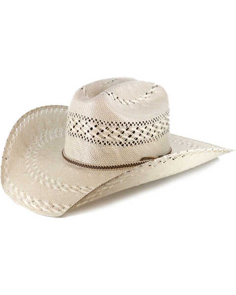 Justin Men's Bent Rail Garret Two-Tone Straw Cowboy Hat, Natural, hi-res