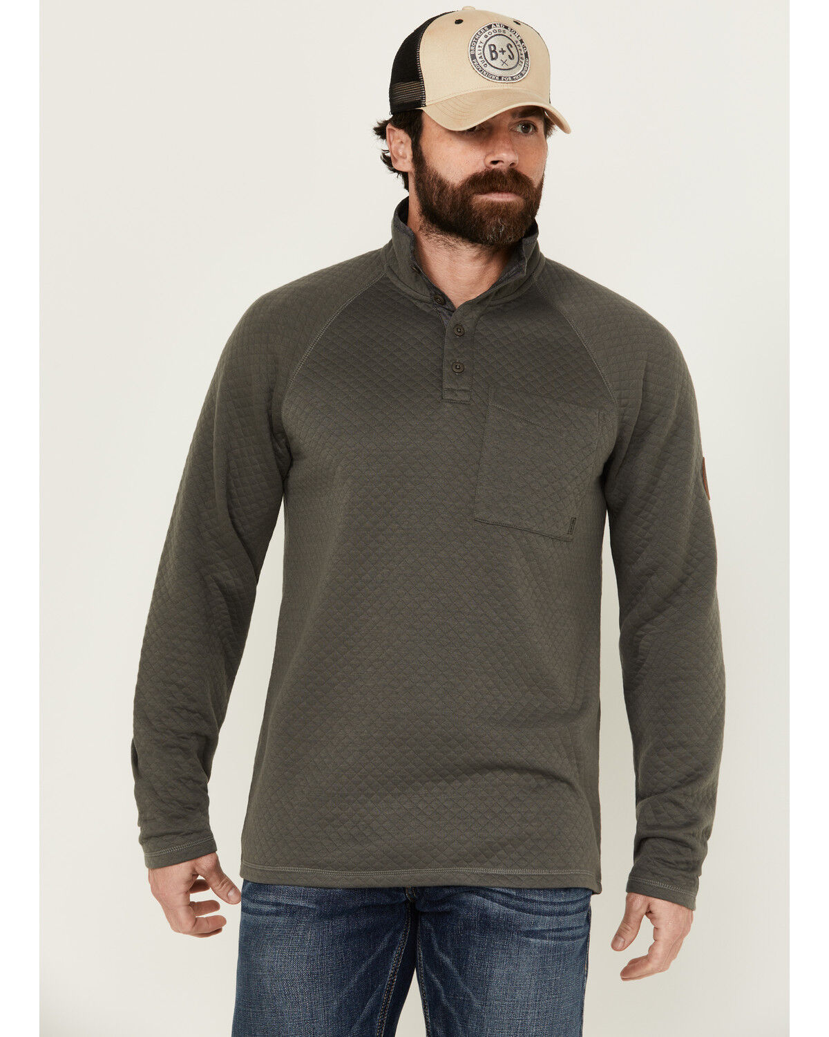 Image #1 - Brothers and Sons Men's Uinta Quilted Pullover, Dark Grey, hi-res