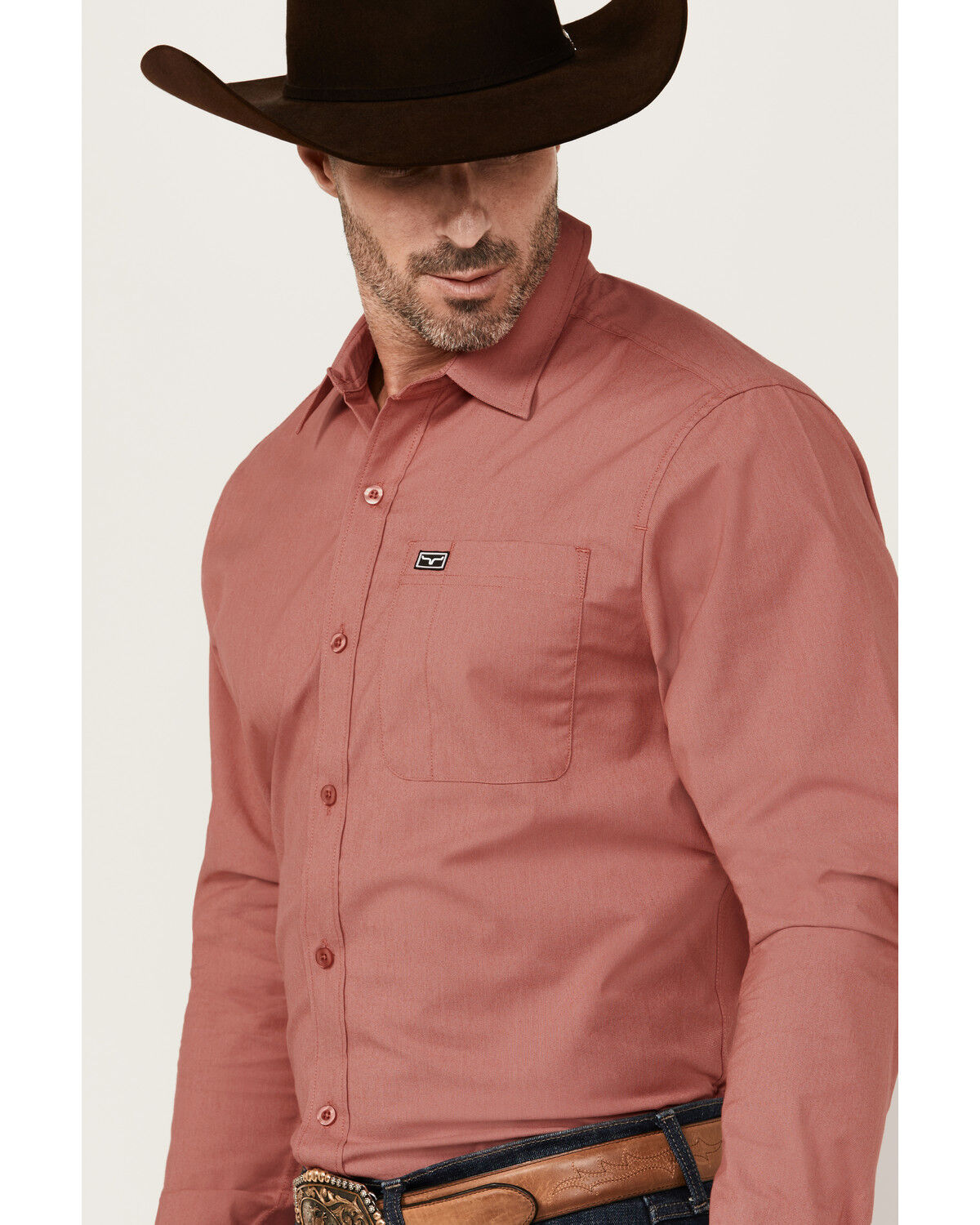 Image #2 - Kimes Ranch Men's Linville Short Sleeve Button-Down Performance Shirt, Red, hi-res