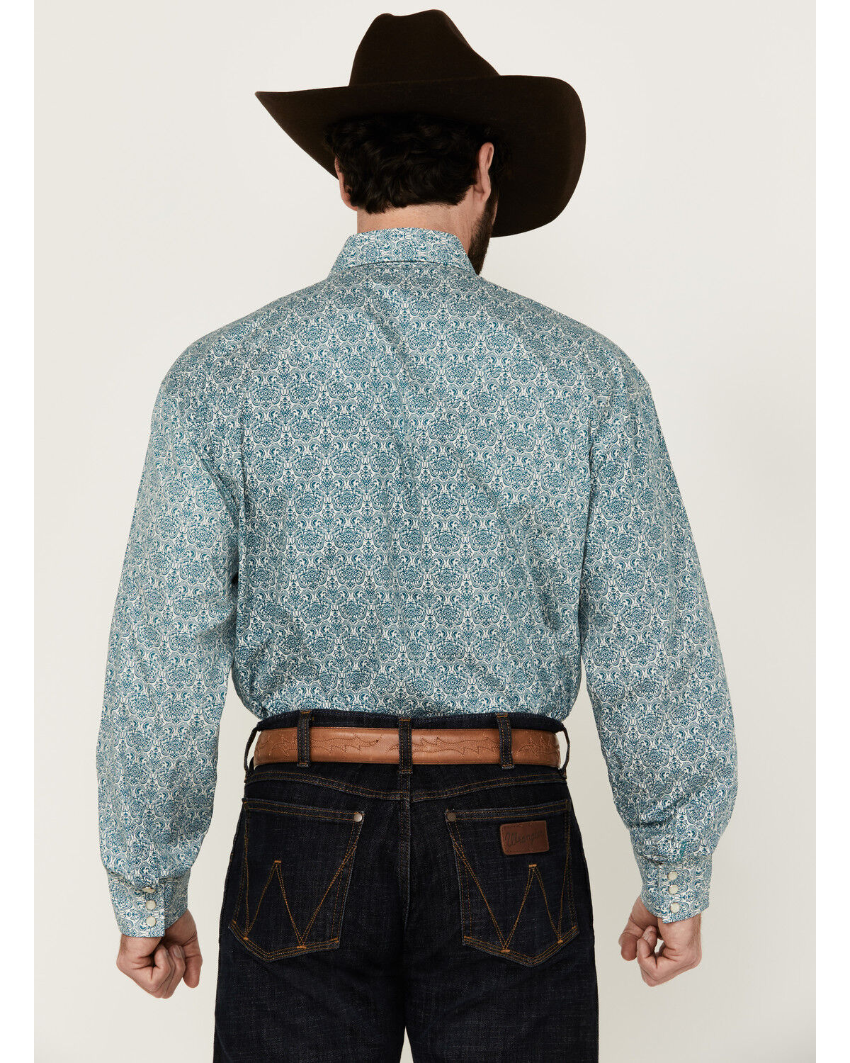 Image #4 - Stetson Men's Medallion Print Long Sleeve Snap Western Shirt, Teal, hi-res