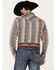 Image #4 - Rock & Roll Denim Men's Serape Striped Print Long Sleeve Stretch Pearl Snap Western Shirt, Grey, hi-res