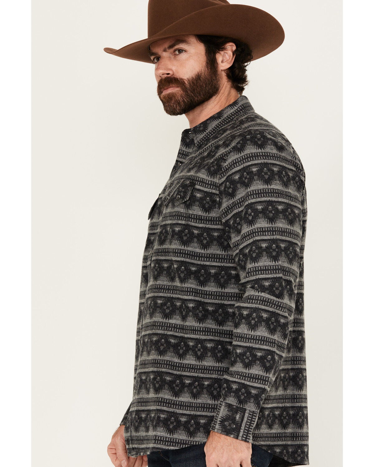 Image #2 - Moonshine Spirit&reg; Men's Smoke Signal Southwestern Striped Long Sleeve Snap Western Shirt, Grey, hi-res