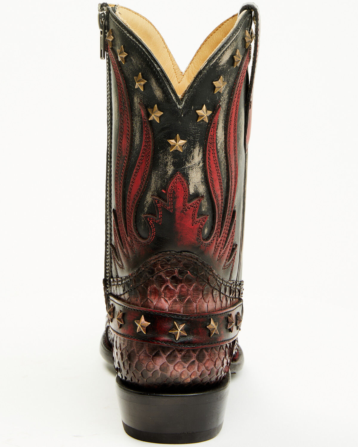 Image #5 - Corral Men's Exotic Python Studded Short Western Boots - Snip Toe, Red, hi-res