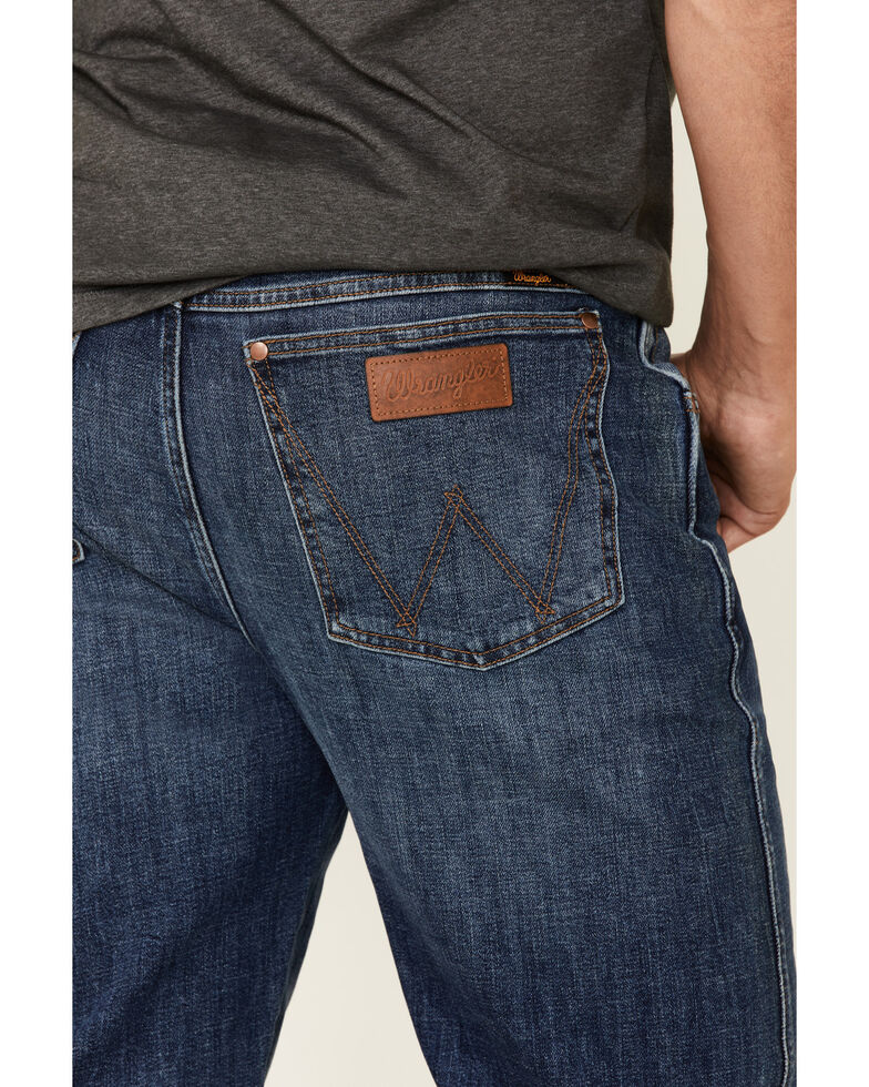 Wrangler Retro Premium Men's Platte Dark Stretch Slim Straight Jeans, Blue, hi-res