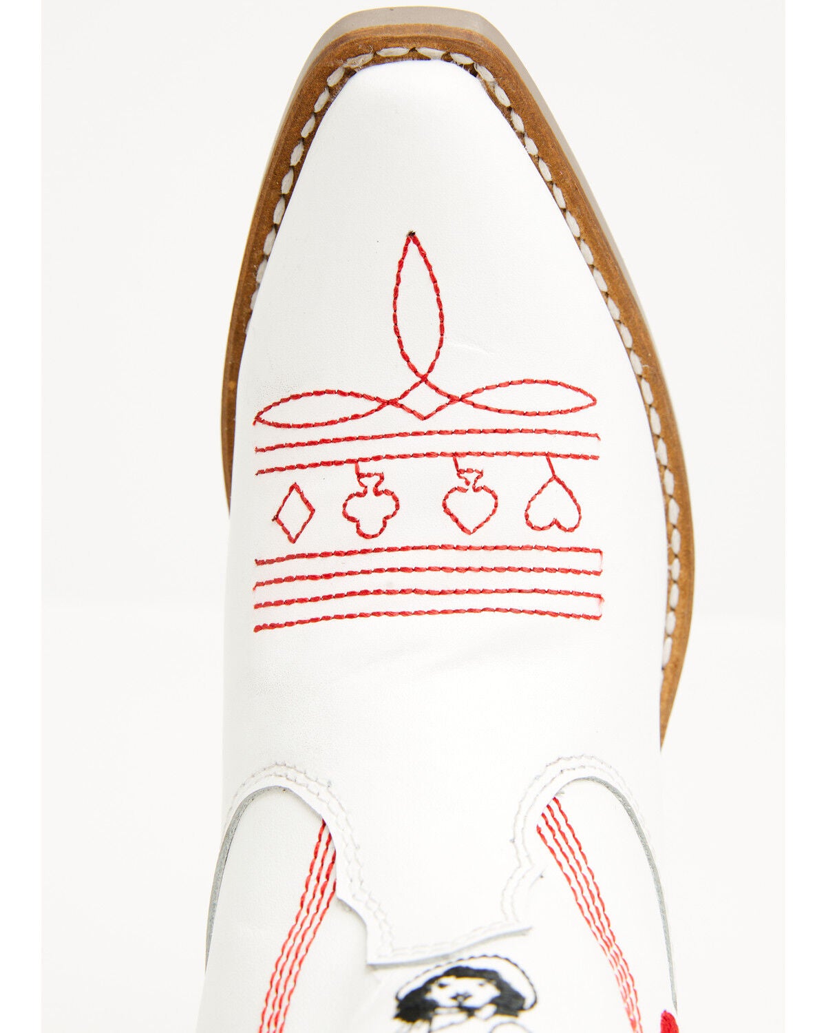 Image #6 - Dingo Girls' Queen A Hearts Western Boots - Snip Toe, White, hi-res