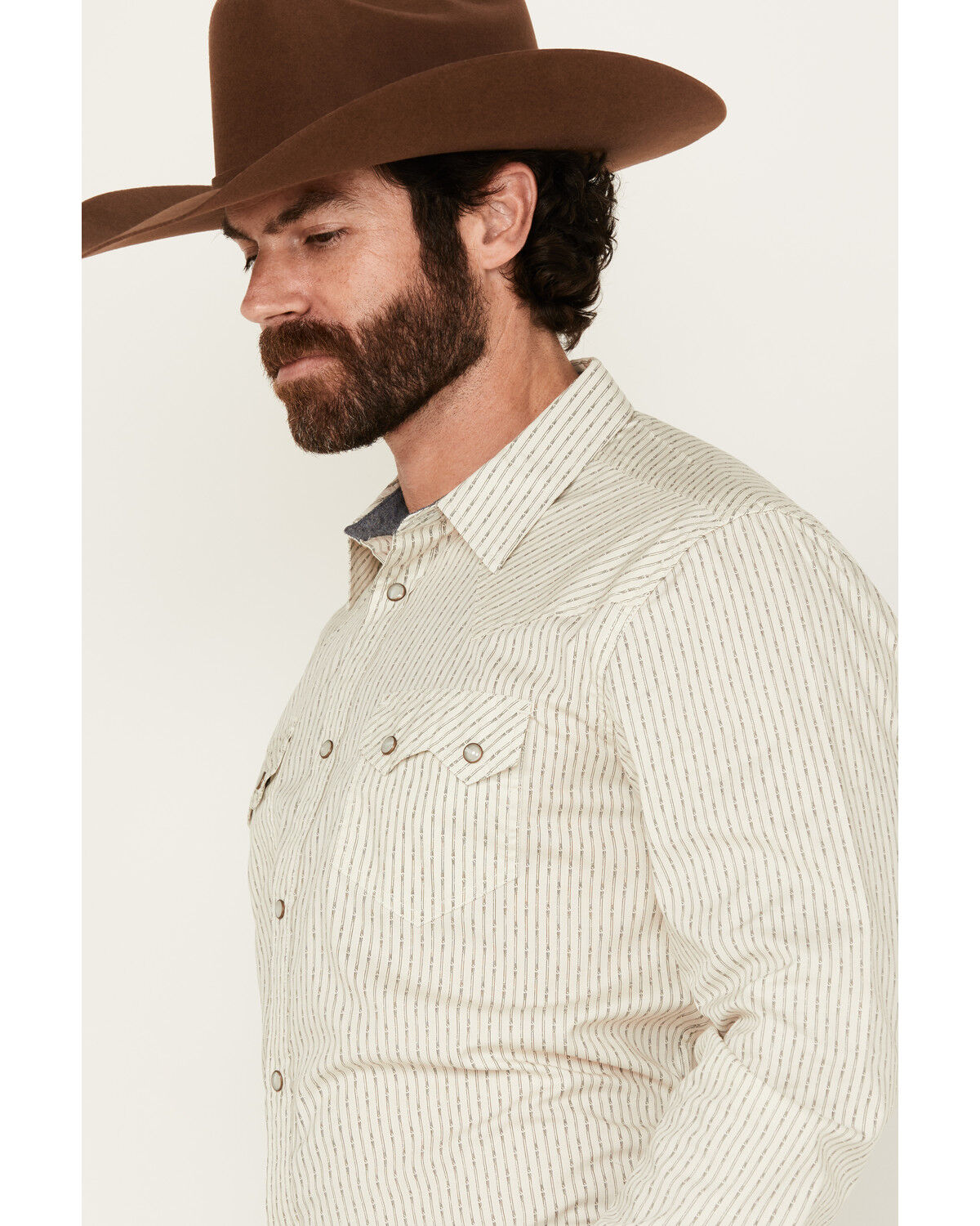 Image #2 - Cody James Men's Rex Striped Long Sleeve Snap Western Shirt, Cream, hi-res