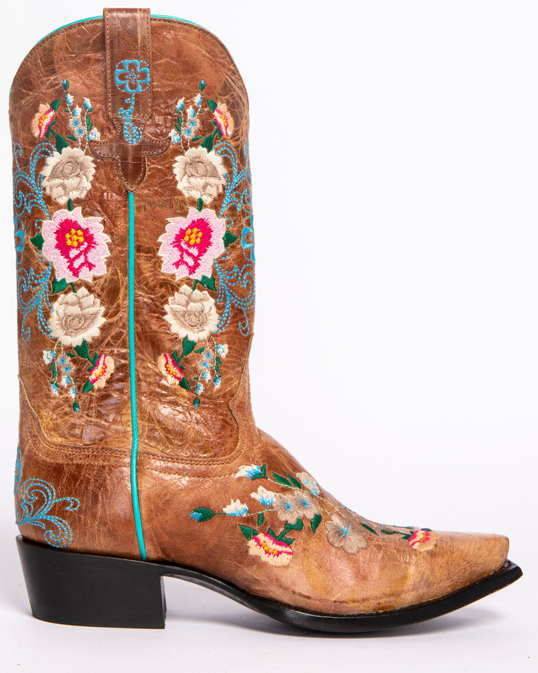 Macie Bean Rose Garden Cowgirl Boots - Snip Toe, Honey, hi-res