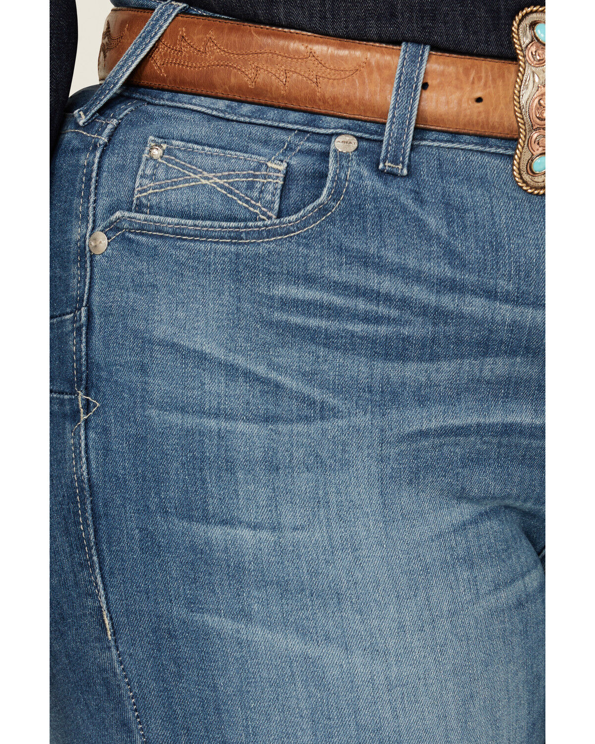Image #2 - Ariat Women's Medium Wash Perfect Rise Clover Straight Jeans - Plus, Medium Wash, hi-res