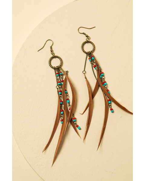 Image #1 - Shyanne Women's Summer Nights Bronze Simple Feather Earrings, Bronze, hi-res
