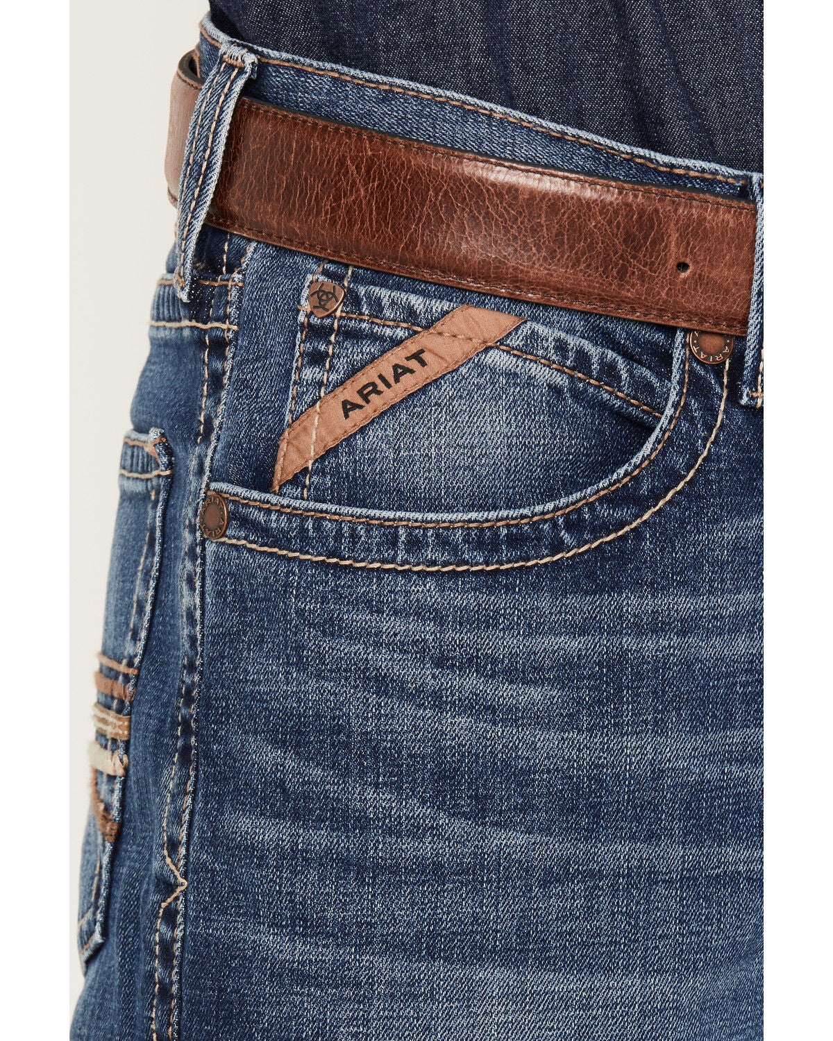 Image #2 - Ariat Men's M4 Heath Thornton Medium Wash Relaxed Bootcut Stretch Denim Jeans, Medium Wash, hi-res