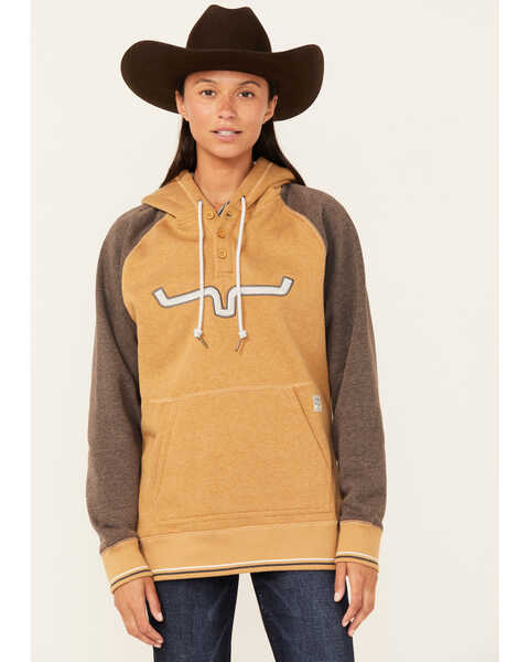 Kimes Ranch Women's Embroidered Amigo Hooded Pullover , Mustard, hi-res