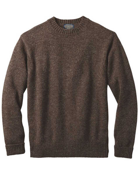 Pendleton Men's Shetland Wool Washable Crew Sweater - Dark Brown, Dark Brown, hi-res