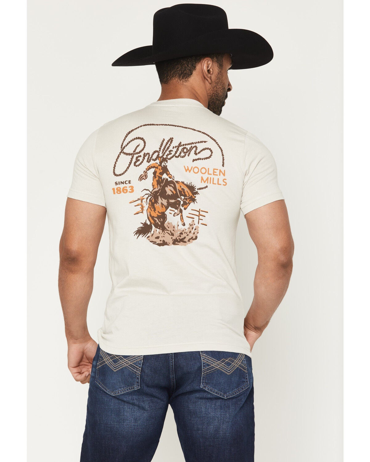 Image #1 - Pendleton Men's Ranch Rodeo Short Sleeve Graphic T-Shirt, Cream, hi-res