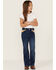 Image #1 - Ranch Dress'n Girls' Medium Wash Serape Pocket Stretch Regular Bootcut Jeans, Blue, hi-res