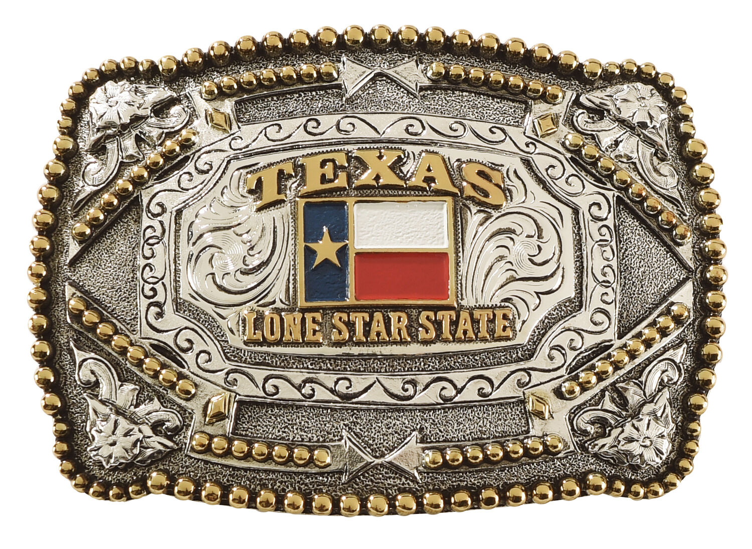 Image #1 - Cody James Red White and Blue Square Texas Belt Buckle, Multi, hi-res