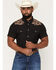 Image #1 - Burlebo Men's Camo Color Block Short Sleeve Snap Performance Western Shirt, Black, hi-res