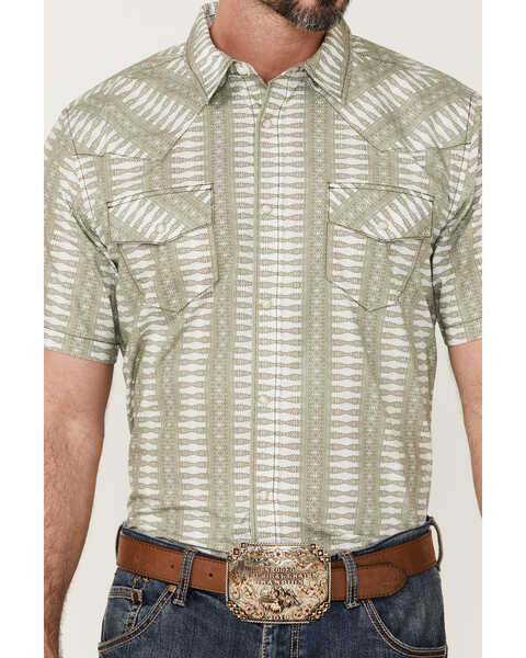 Image #3 - Gibson Men's Cream Southwestern Stripe Short Sleeve Pearl Snap Western Shirt , Cream, hi-res