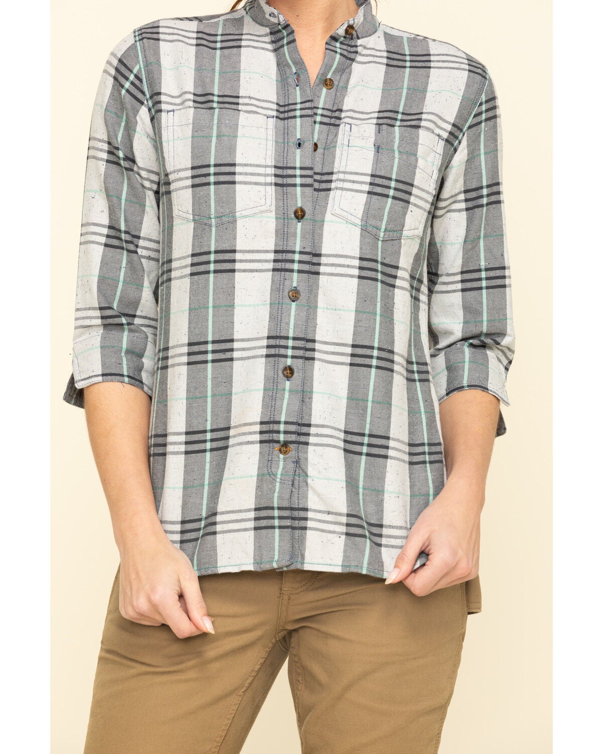 Image #4 - Carhartt Women's Twilight Relaxed 3/4 Sleeve Plaid Shirt, , hi-res