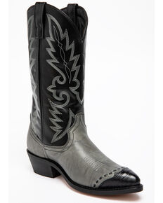 Laredo Men's Lizard Print Wingtip Cowboy Boots, Grey, hi-res