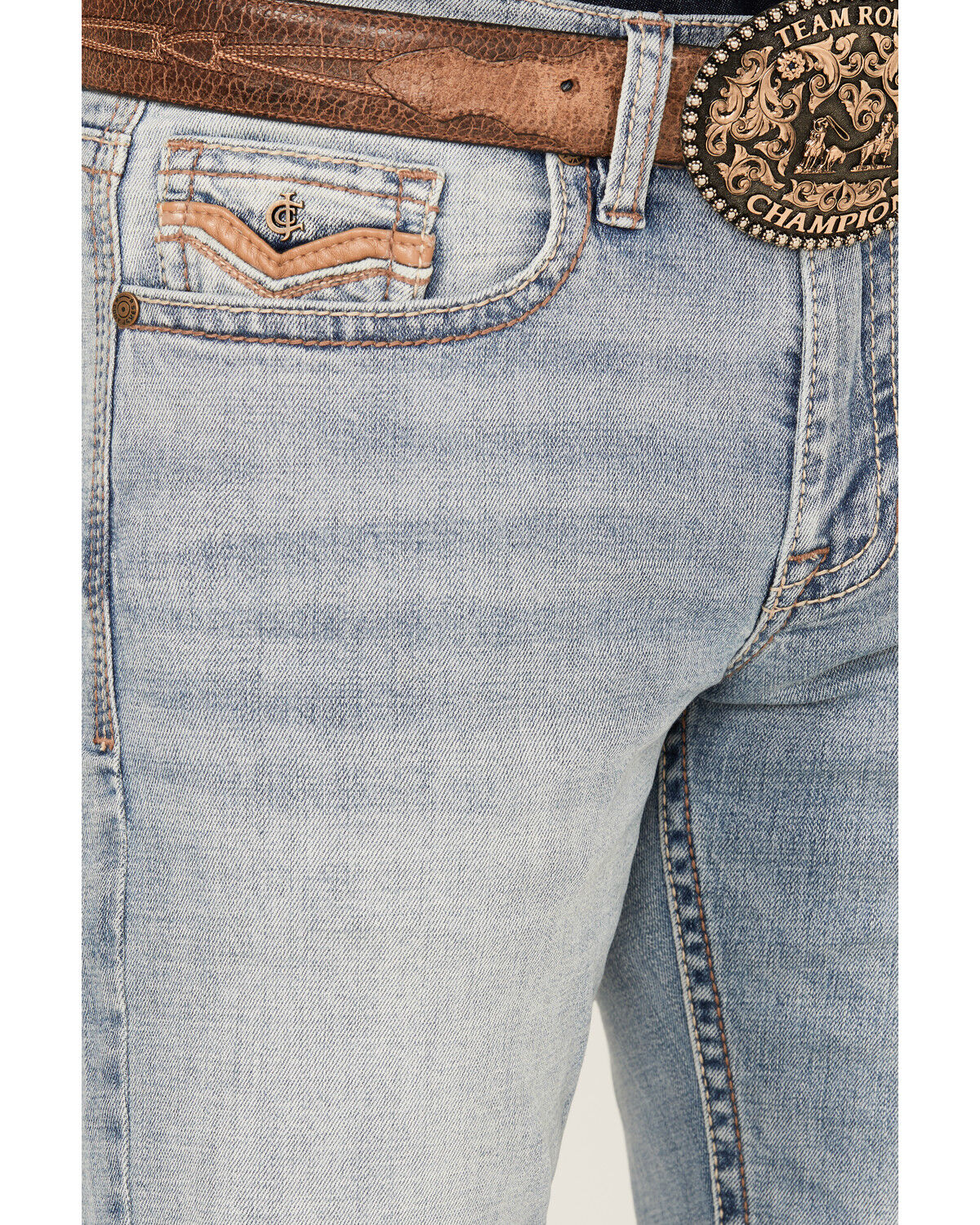 Image #2 - Cody James Men's Light Wash Sawbuck Slim Straight Stretch Denim Jeans, Blue, hi-res
