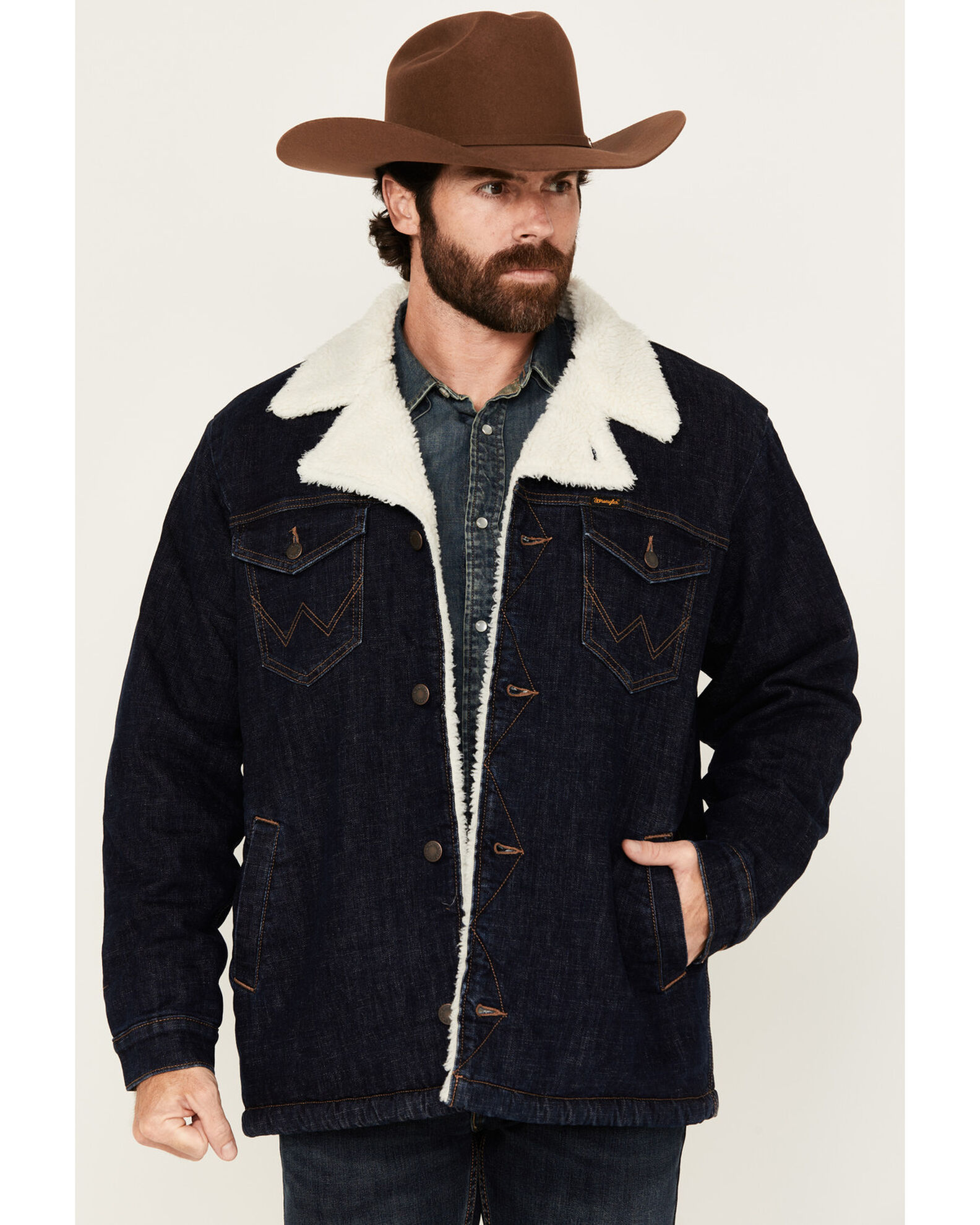 Wrangler Men s Archive Long Sherpa Lined Button Down Denim Jacket Country Outfitter