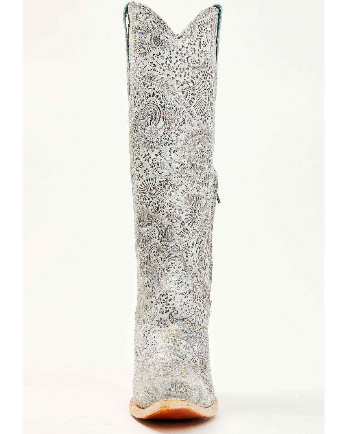 Image #4 - Corral Women's Floral Embroidered Tall Western Boots - Snip Toe, Silver, hi-res