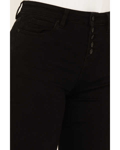 Image #2 - Shyanne Women's High Rise Destructed Super Flare Stretch Jeans, Black, hi-res