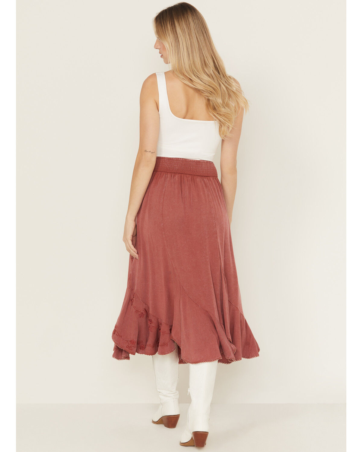 Image #3 - Wild Moss Women's Embroidered Panel Midi Skirt, Rose, hi-res