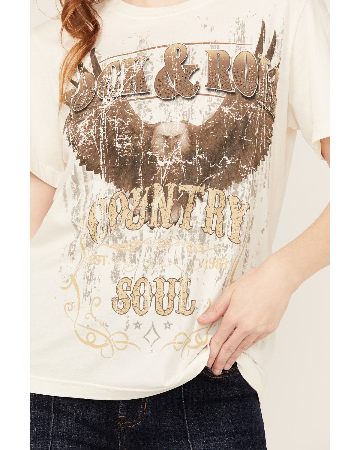 Image #3 - Idyllwind Women's Rock & Roll Country Soul Short Sleeve Graphic Tee, Ivory, hi-res