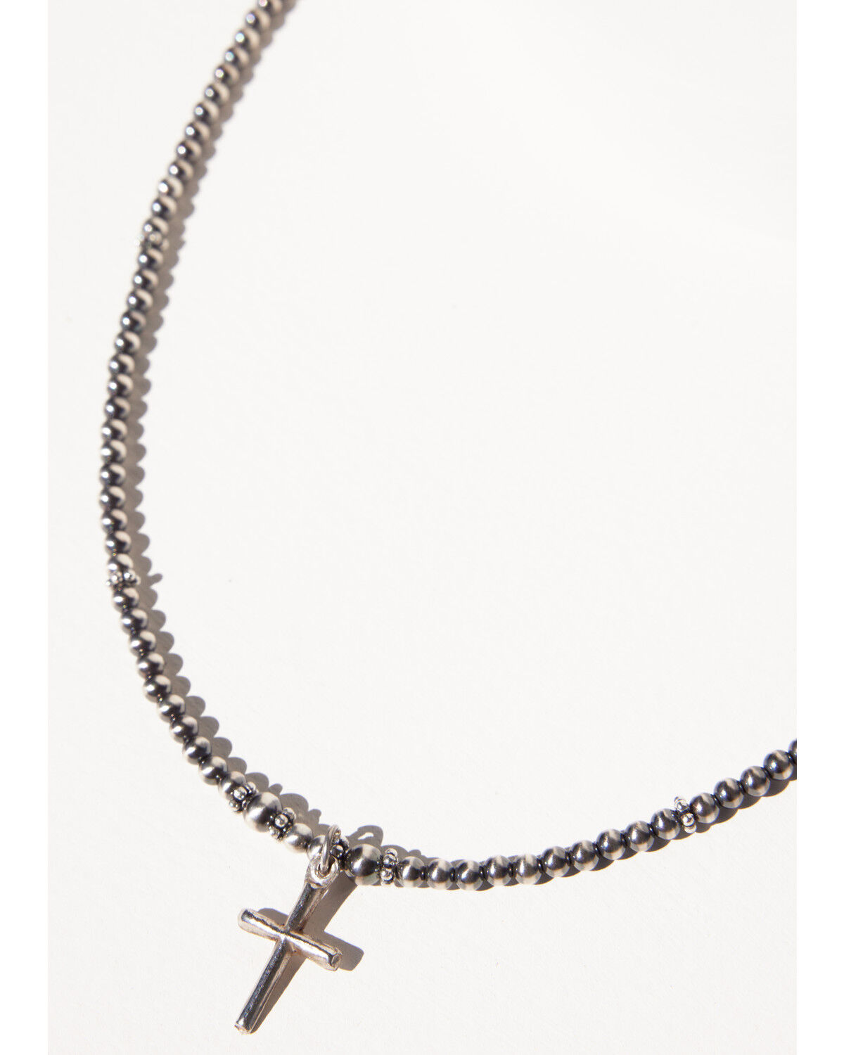 Image #3 - Paige Wallace Women's Tiny Cross Navajo Pearl Necklace, Silver, hi-res