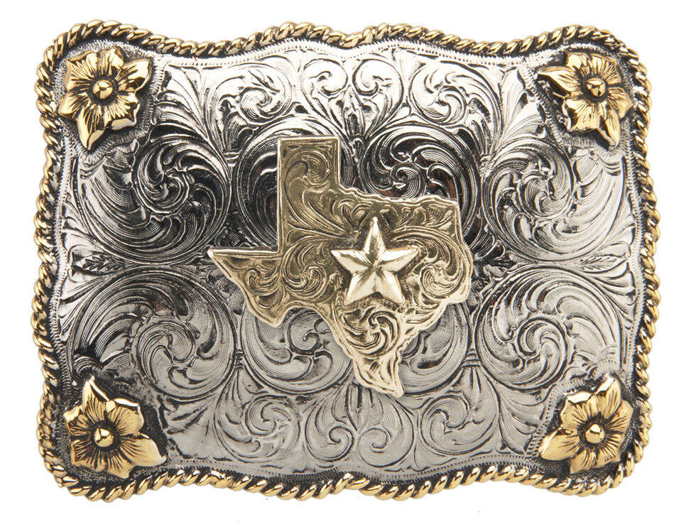 AndWest Men's Two-Tone Texas Star Belt Buckle, Two Tone, hi-res