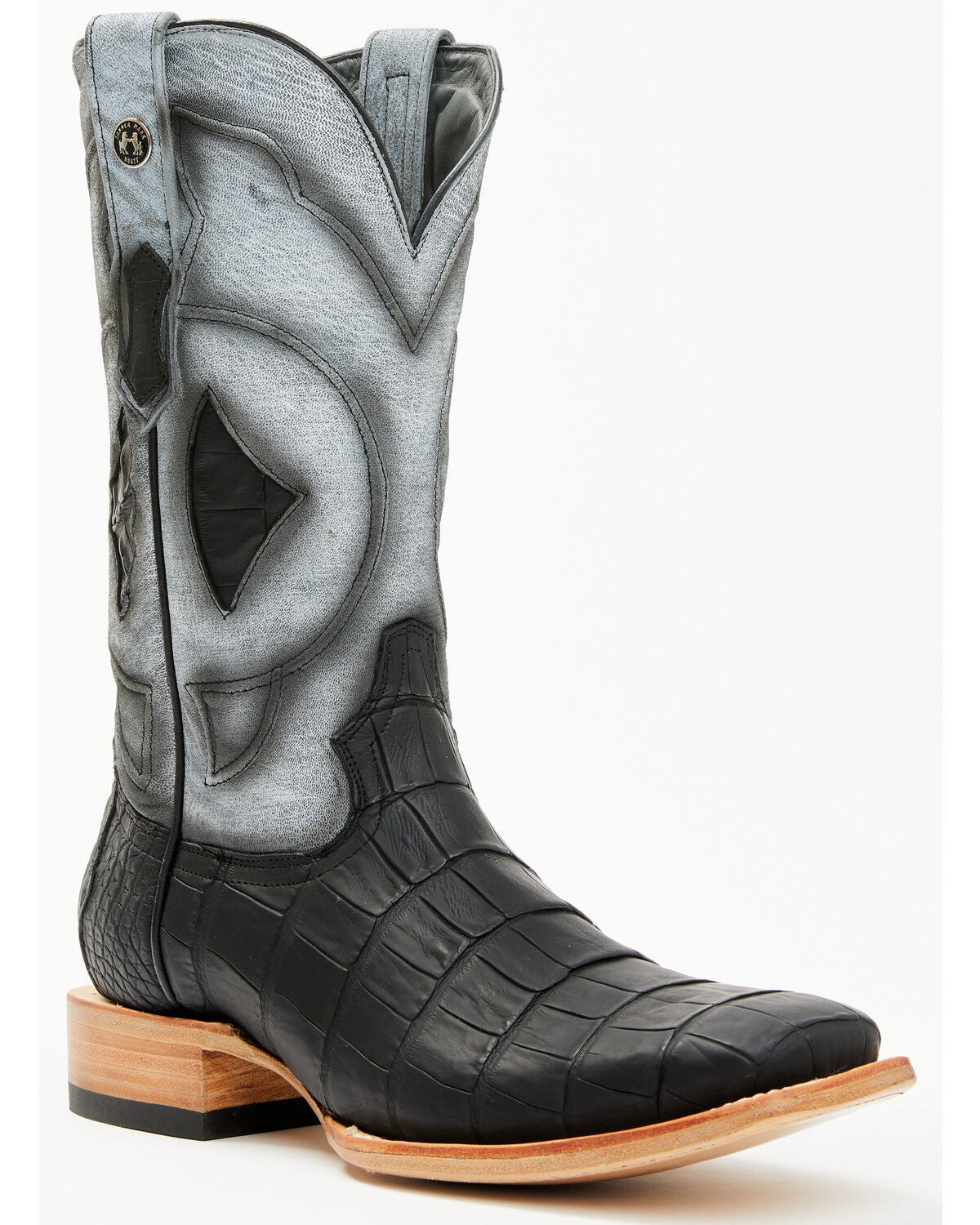 Tanner Mark Men's Exotic Caiman Belly Tall Western Boots - Broad Square Toe, Black, hi-res