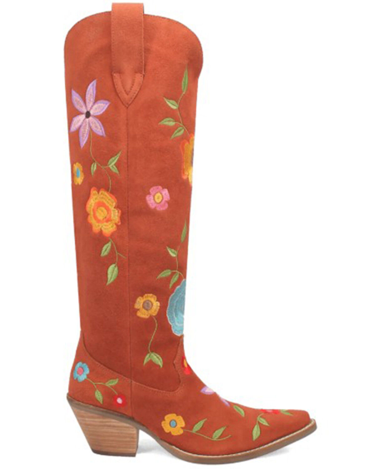 Image #2 - Dingo Women's Flower Power Suede Tall Western Boots - Snip Toe, Rust Copper, hi-res