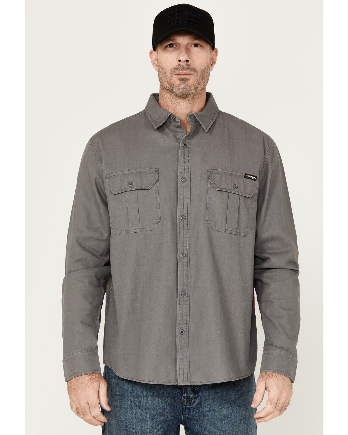 Image #1 - Hawx Men's Long Sleeve Button-Down Work Shirt, Medium Grey, hi-res