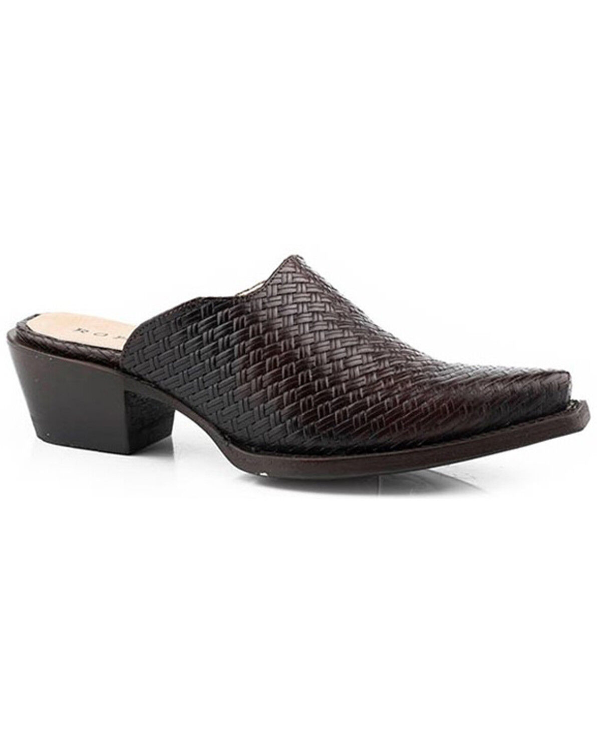 Image #1 - Roper Women's Mary Basketweave Embossed Mules - Snip Toe, Brown, hi-res