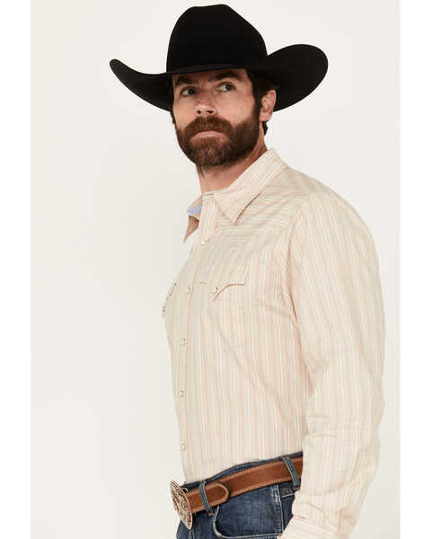 Image #2 - Stetson Men's Striped Print Long Sleeve Snap Western Shirt, Off White, hi-res