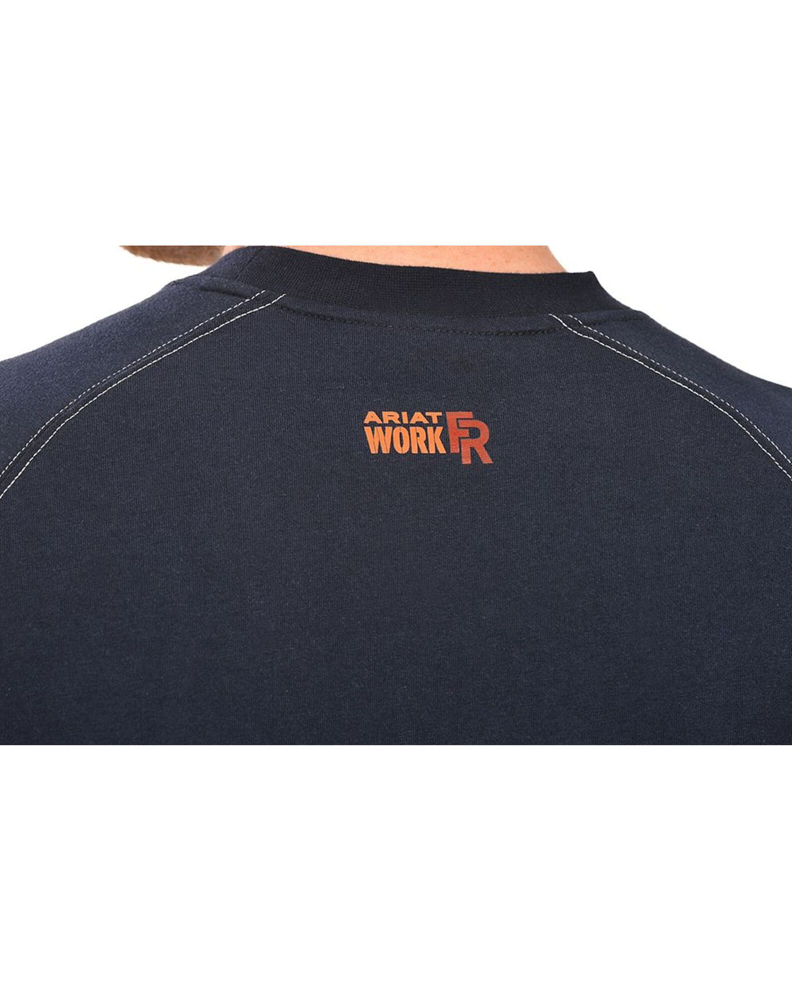 Image #7 - Ariat Men's FR Work Crew Long Sleeve T-Shirt, Navy, hi-res
